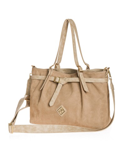 Τσάντα Ώμου Asha Suede Beige