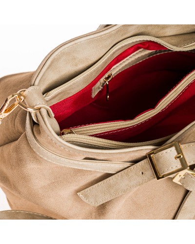 Τσάντα Ώμου Asha Suede Beige