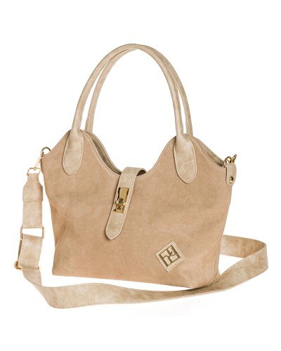 Τσάντα Ώμου Cassia Suede Beige