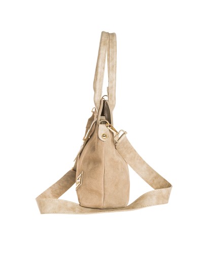 Τσάντα Ώμου Cassia Suede Beige
