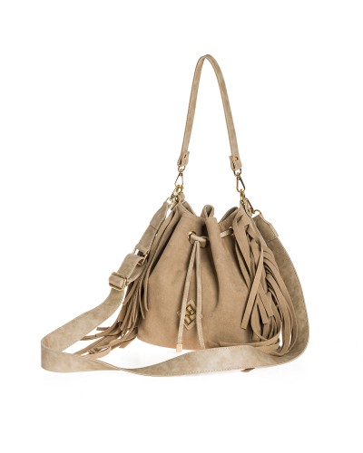 Τσάντα Πουγκί Abelia Suede Beige