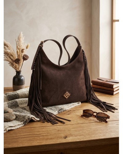 Τσάντα Ώμου Zenobia Suede Brown